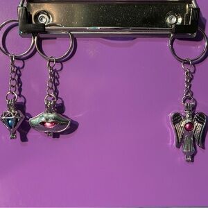 Silver and Pink Angel Wing Keychain